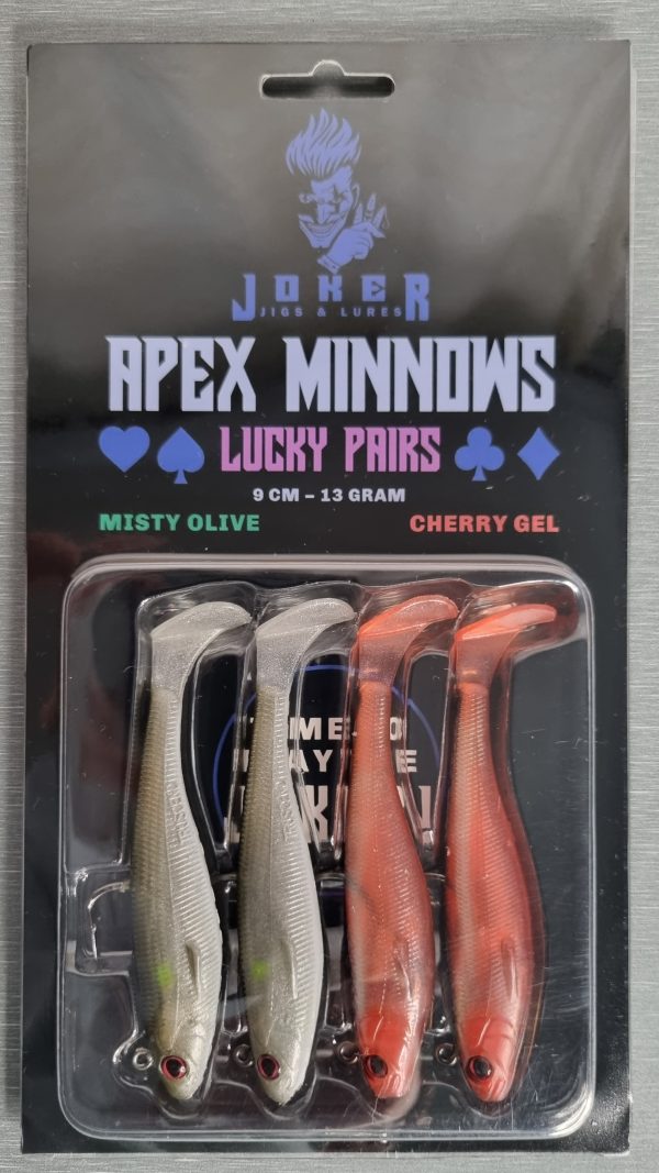 Apex Minnows in the pack, Misty Olive and Cherry Gel