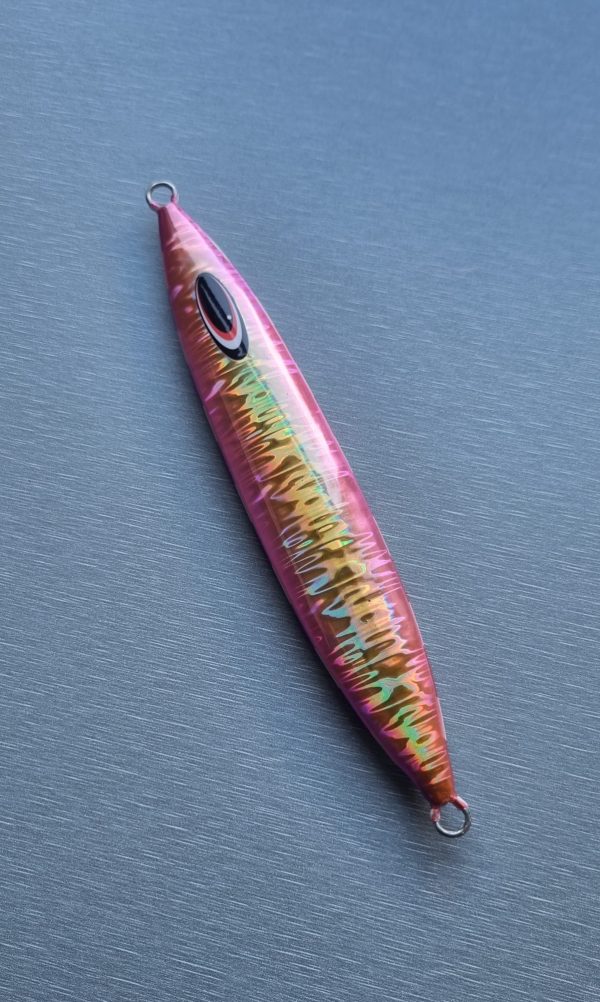 The Gediko 350g jig in Pink and Gold