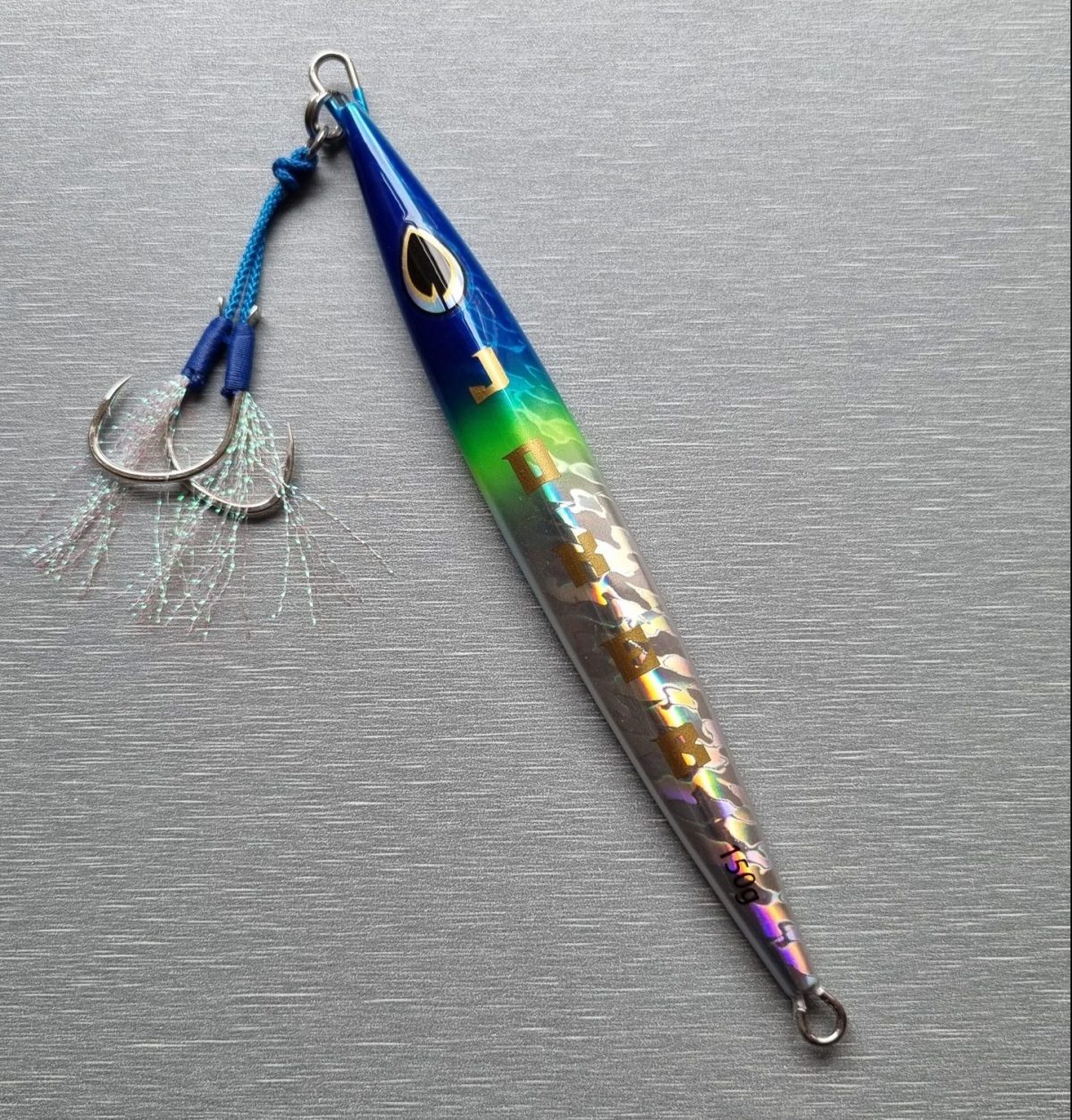 JOKER Cobra jig in Blue Head Lime. Available in 100g, 120g, 150g and 180g and 4 other colours.
